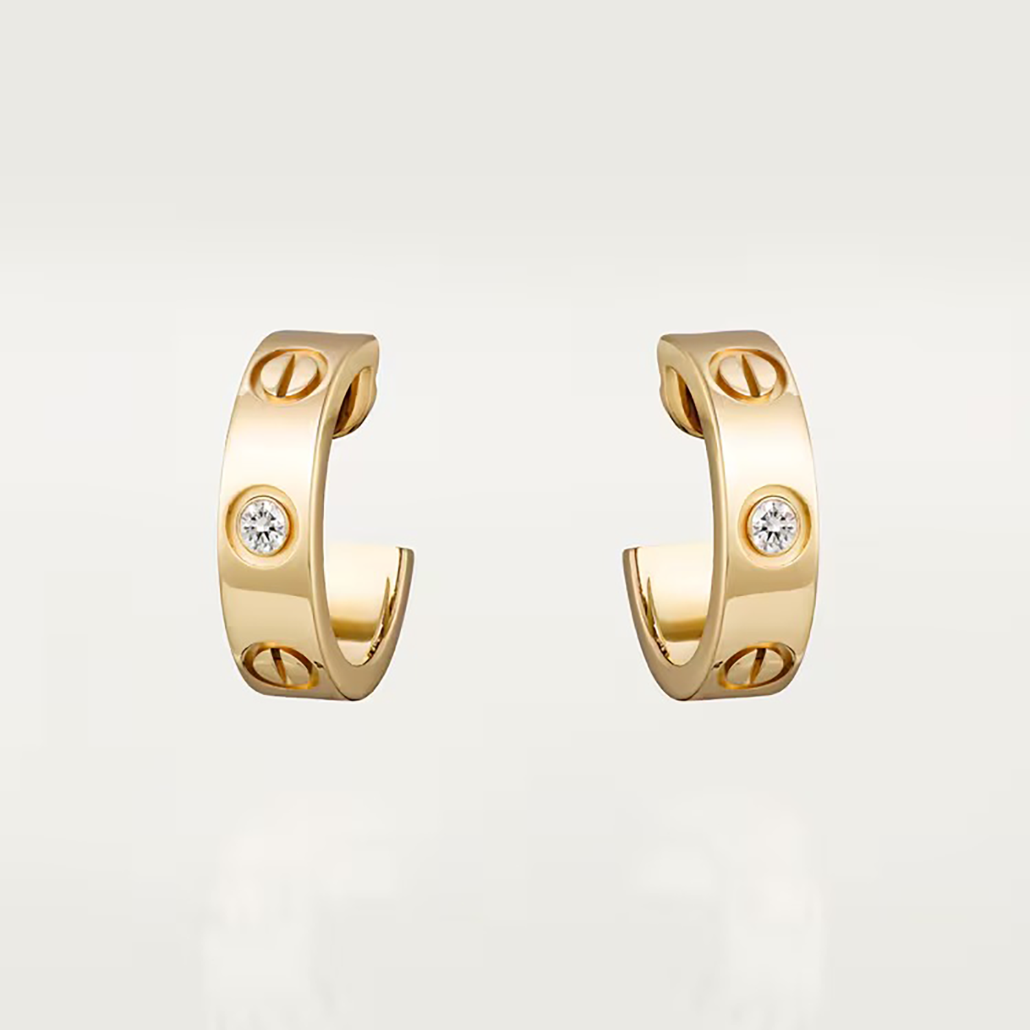 LOVE EARRINGS, DIAMONDS, YELLOW GOLD