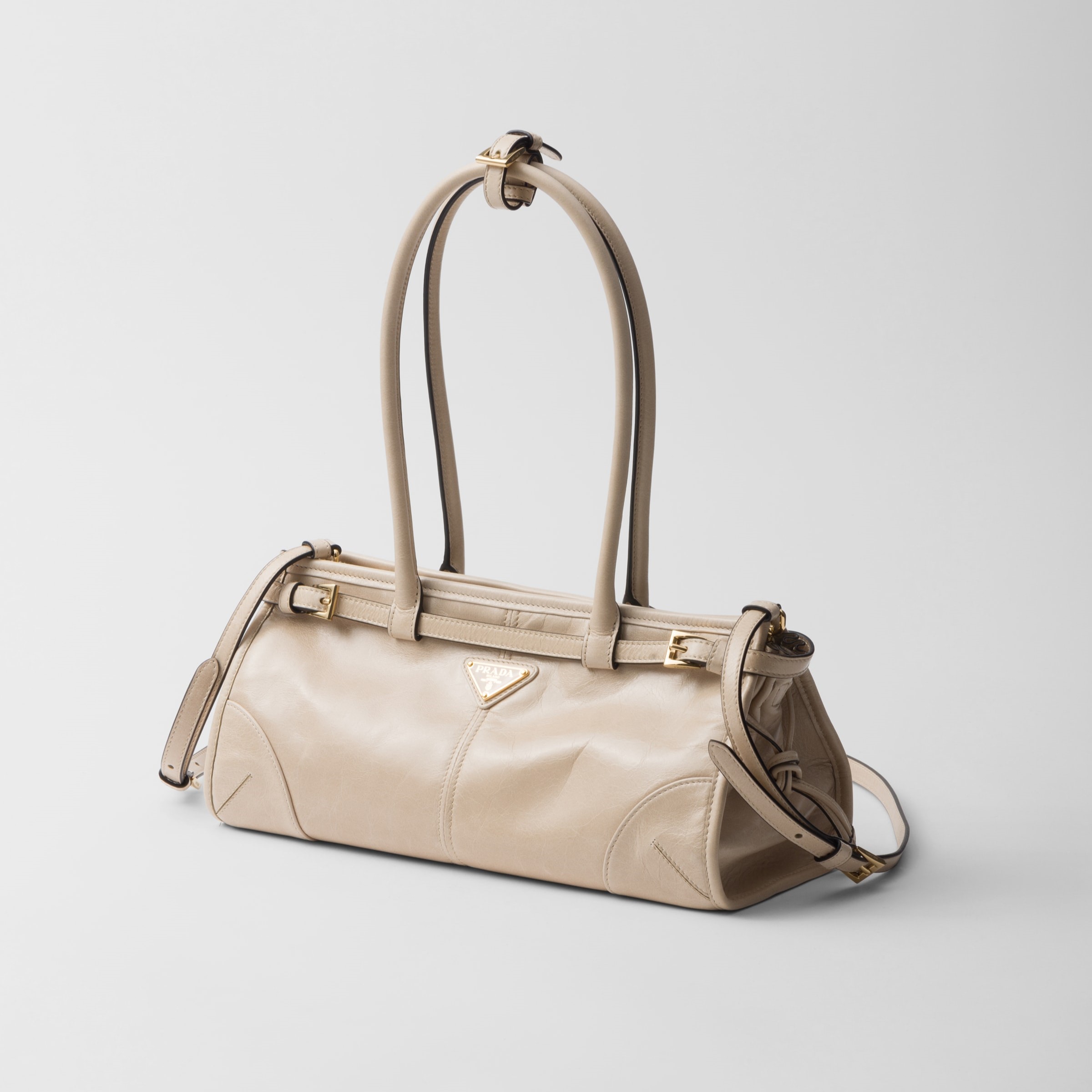 MEDIUM LEATHER HANDBAG, TRAVERTINE