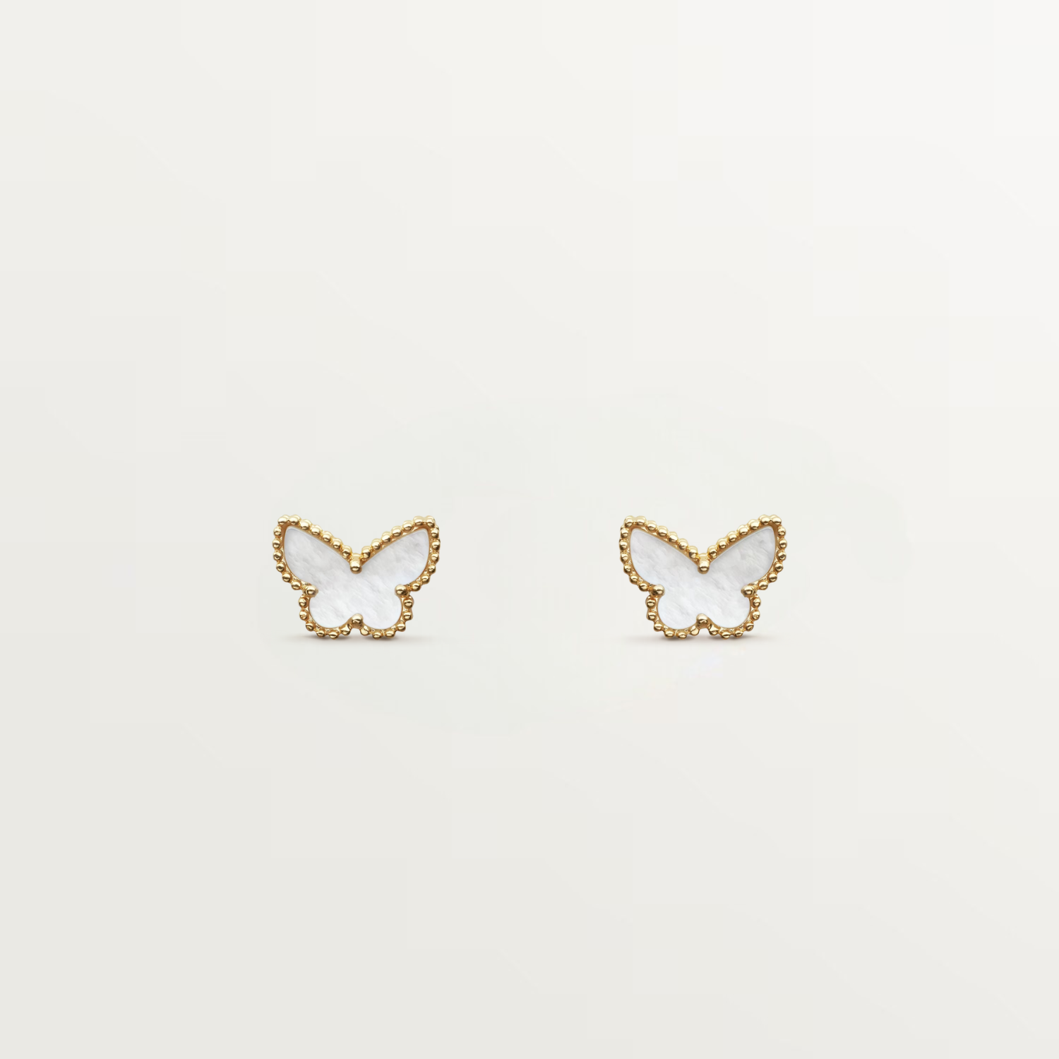 SWEET BUTTERFLIES EARSTUDS, MOTHER-OF-PEARL, YELLOW GOLD