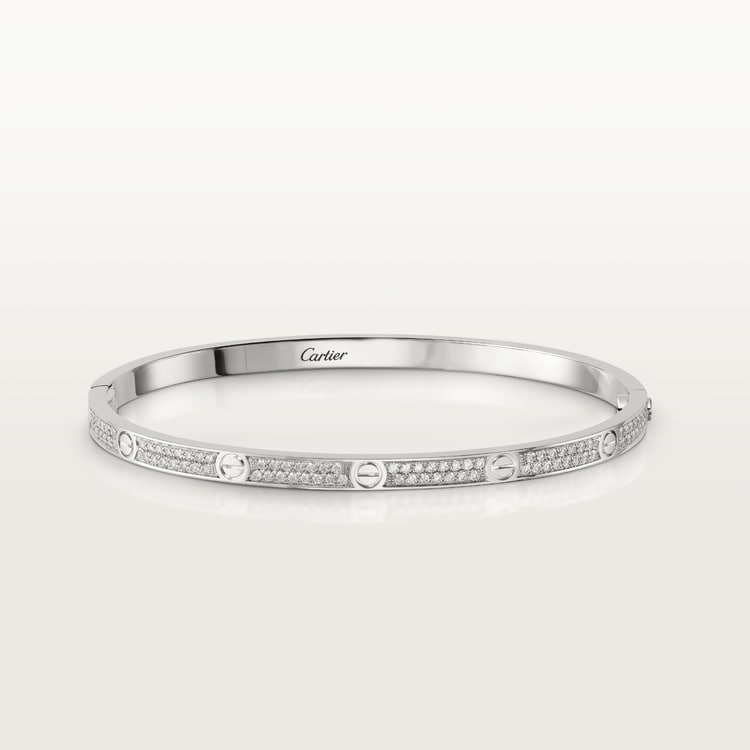 DIAMONDS PAVED LOVE BRACELET, SMALL MODEL, WHITE GOLD