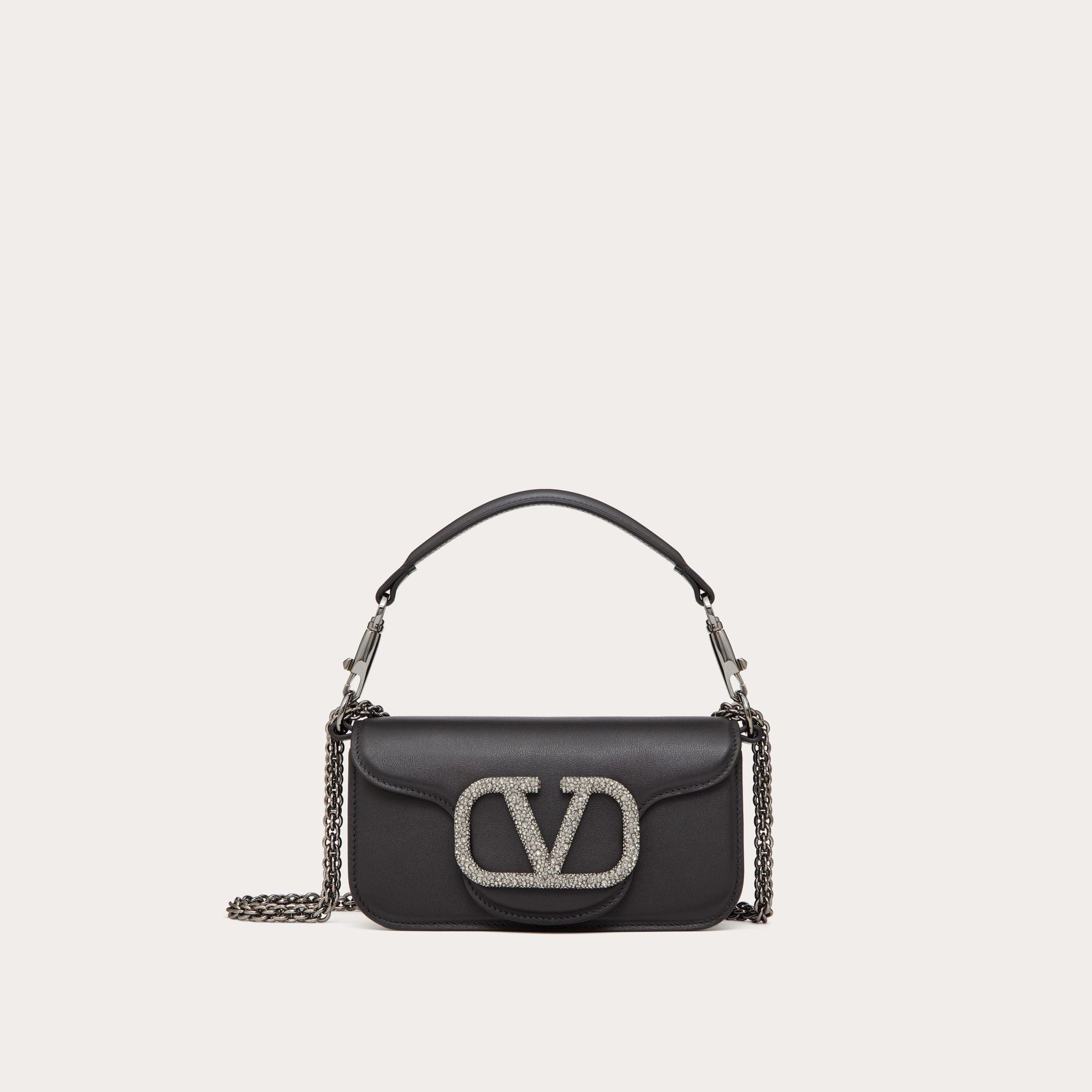 GARAVANI LOCÒ SMALL SHOULDER BAG WITH JEWEL LOGO, BLACK