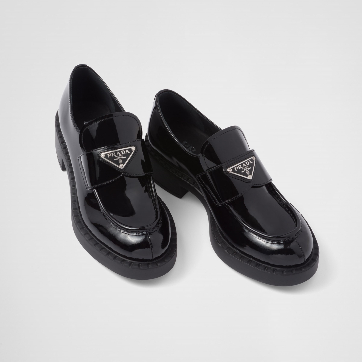 CHOCOLATE PATENT LEATHER LOAFERS, BLACK