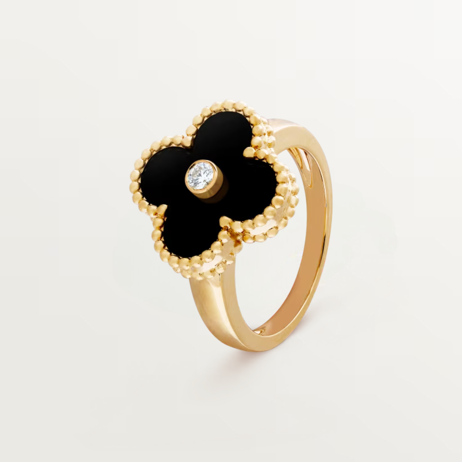 DIAMOND RING, ONYX, YELLOW GOLD