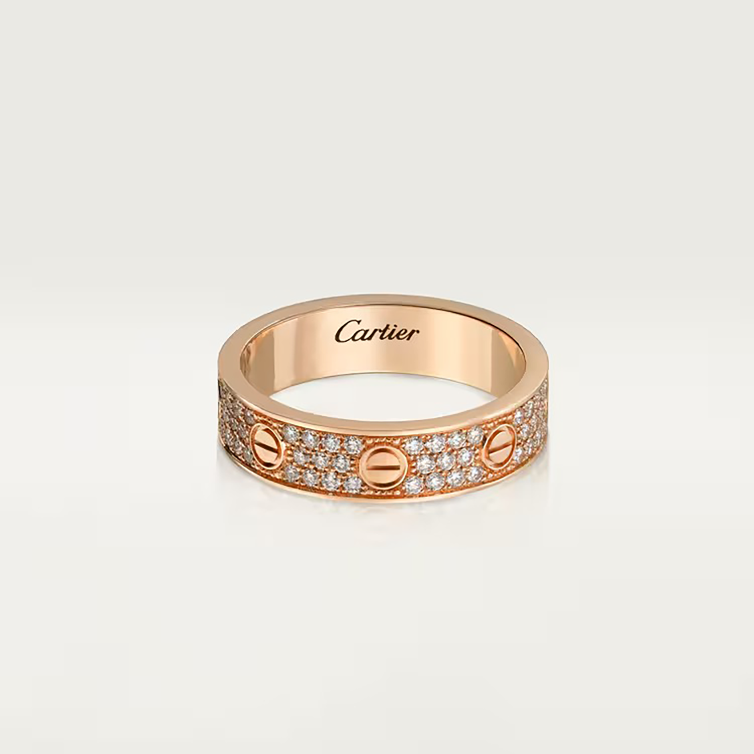 DIAMONDS PAVED LOVE RING, ROSE GOLD