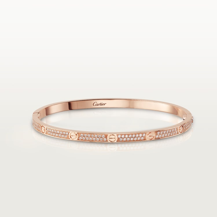 LOVE BRACELET SMALL MODEL DIAMOND PAVED, ROSE GOLD