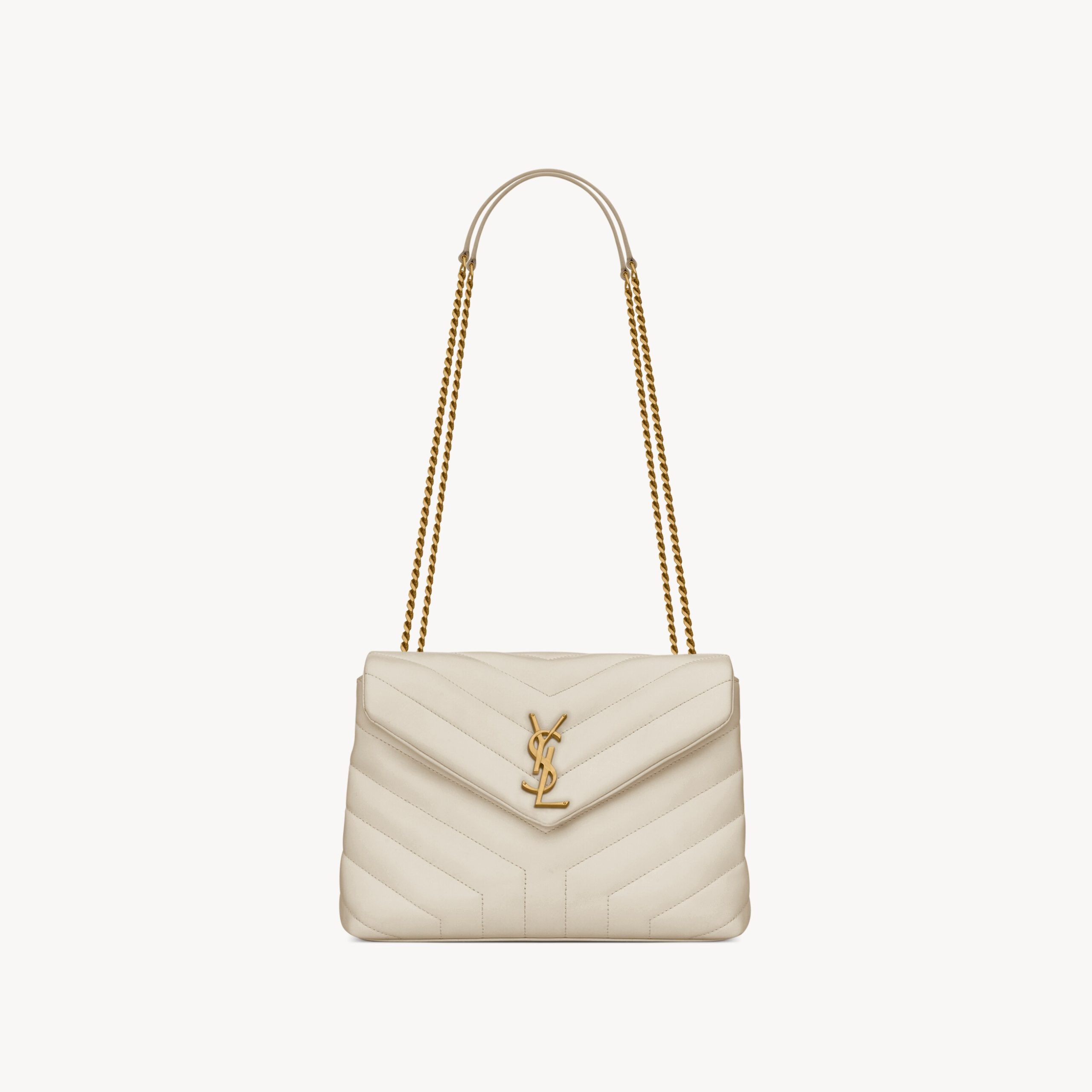 LOULOU SMALL IN QUILTED LEATHER, BLANC VINTAGE