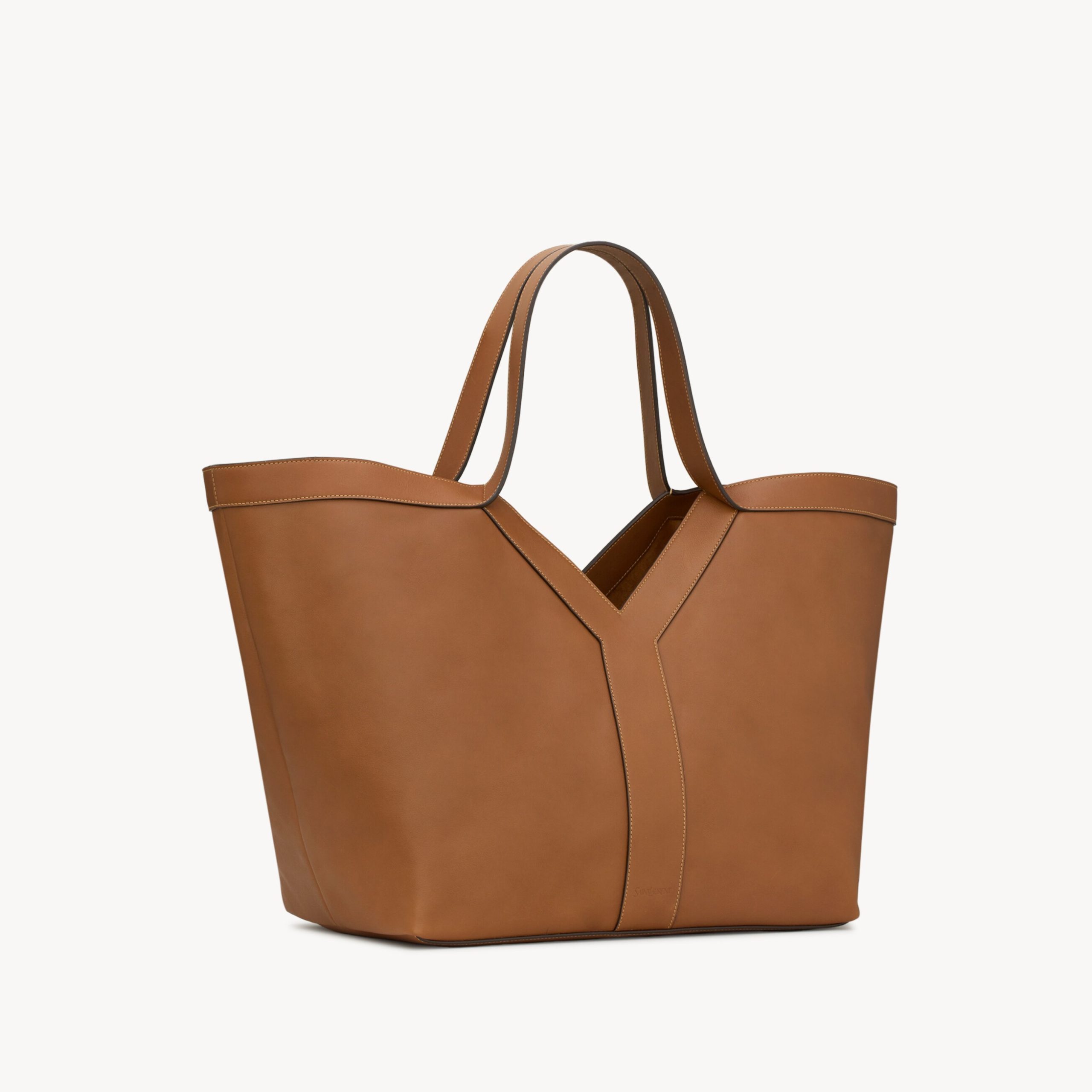 Y TOTE IN LEATHER, BROWN