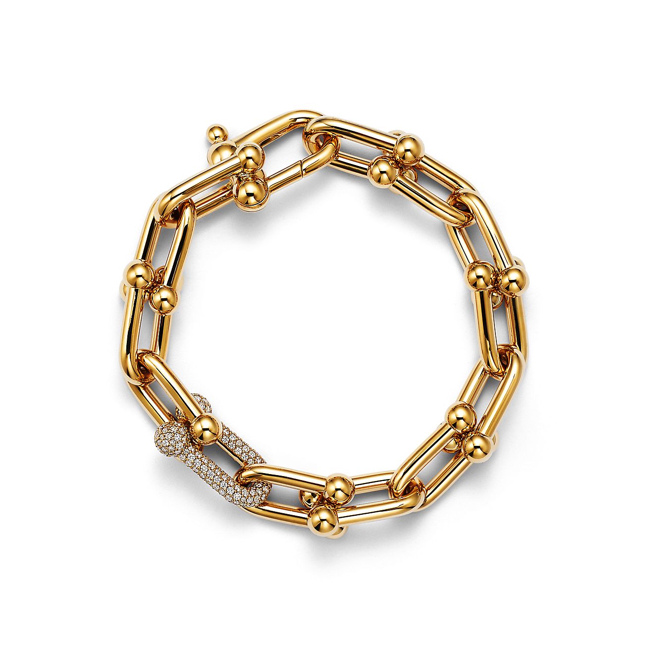 HARDWEAR LARGE LINK BRACELET WITH DIAMONDS, YELLOW GOLD