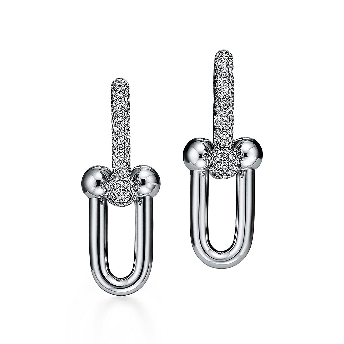 HARDWEAR LARGE LINK EARRINGS WITH PAVÉ DIAMONDS, WHITE GOLD