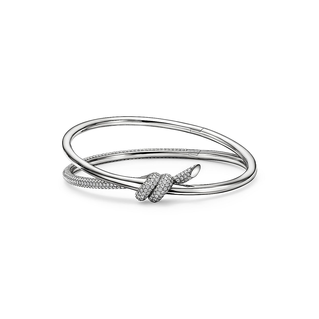 KNOT DOUBLE ROW BRACELET WITH DIAMONDS, WHITE GOLD