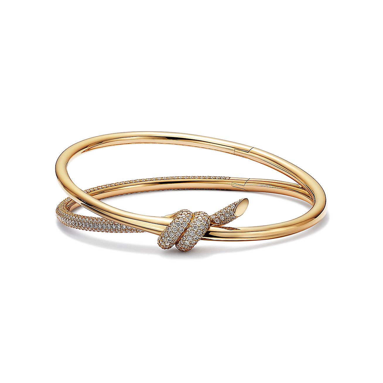 KNOT DOUBLE ROW BRACELET WITH DIAMONDS, YELLOW GOLD