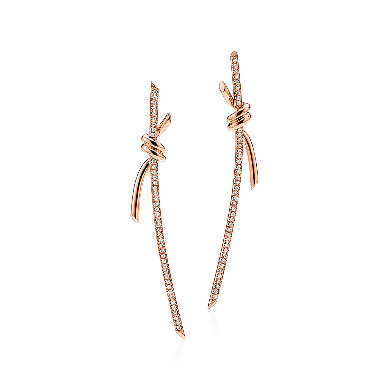 KNOT DROP EARRINGS WITH DIAMONDS, ROSE GOLD