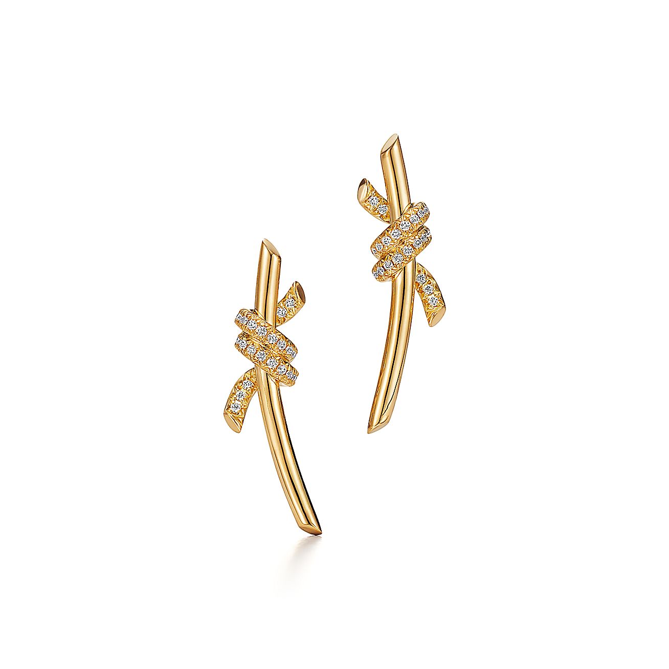 KNOT EARRINGS WITH DIAMONDS, YELLOW GOLD