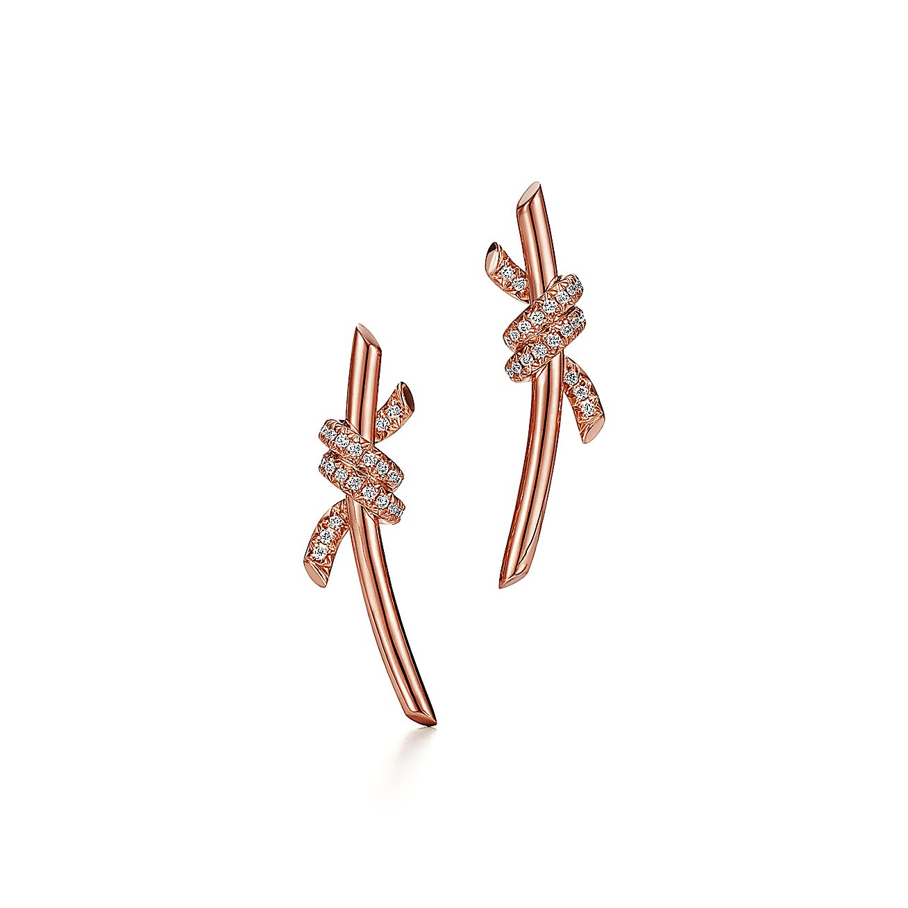 KNOT EARRINGS WITH DIAMONDS, ROSE GOLD