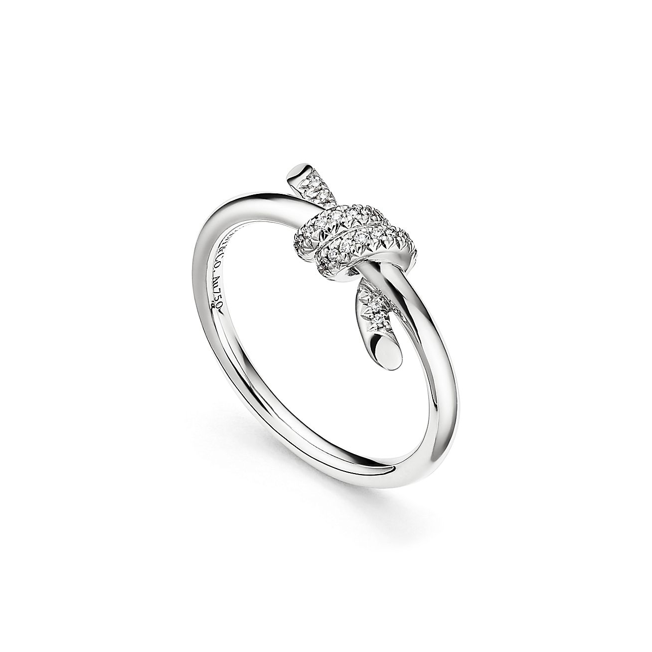 KNOT RING WITH DIAMONDS, WHITE GOLD